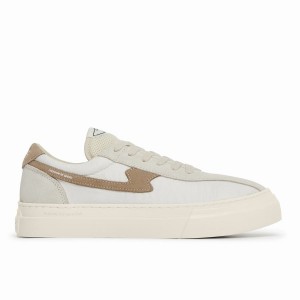 Beige White Men's Stepney Workers Club Dellow S-strike Track Ripstop Low Top Sneakers | SBD9219ZN