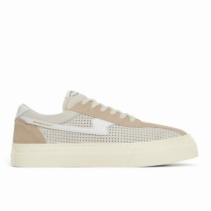 Beige White Men's Stepney Workers Club Dellow S-strike Track Perf Suede Low Top Sneakers | RBK9384XU