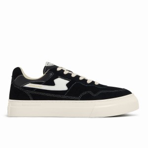 Black White Men's Stepney Workers Club Pearl S-strike Suede Low Top Sneakers | BZT4055LJ