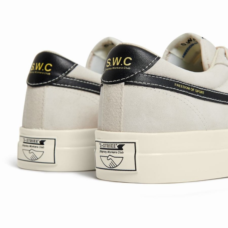 Beige Black Men's Stepney Workers Club Dellow S-strike Suede Low Top Sneakers | CIH7913NH