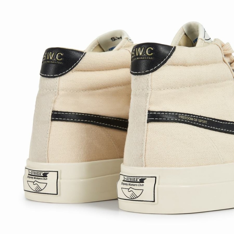 Beige Black Women's Stepney Workers Club Varden S-strike Canvas High Top Sneakers | CHC5349OX