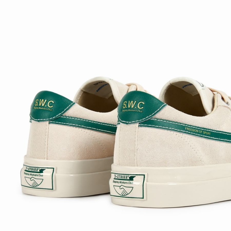 Beige Green Men's Stepney Workers Club Dellow S-strike Suede Low Top Sneakers | WRV593QO