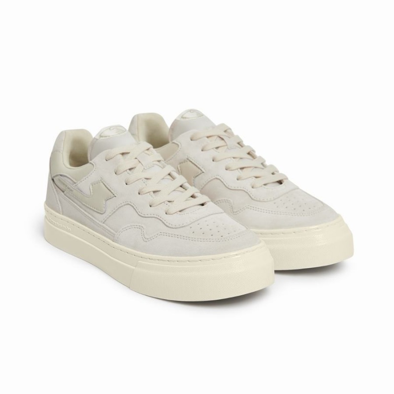 Beige Men's Stepney Workers Club Yoke Pearl S-strike Suede Low Top Sneakers | YFB8324BP