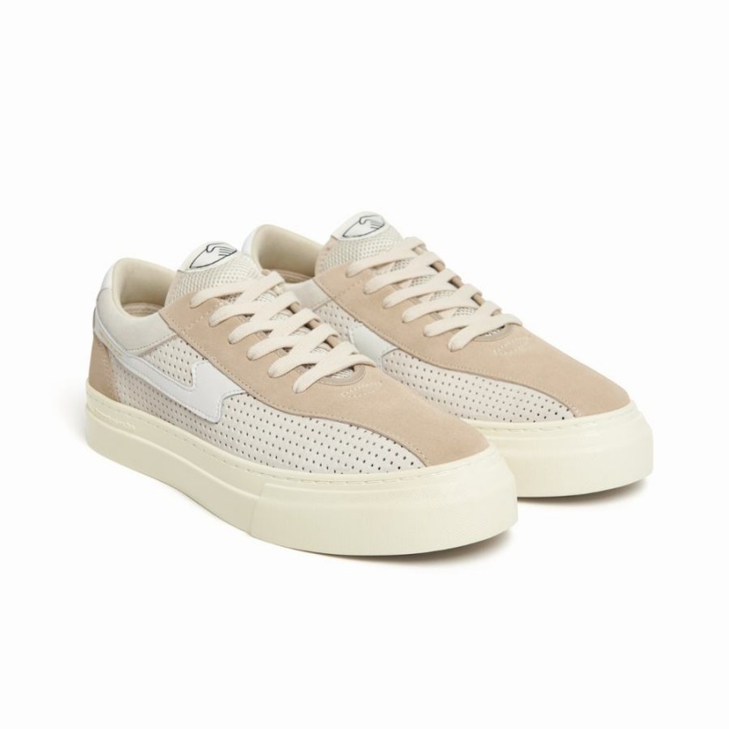 Beige White Men's Stepney Workers Club Dellow S-strike Track Perf Suede Low Top Sneakers | RBK9384XU