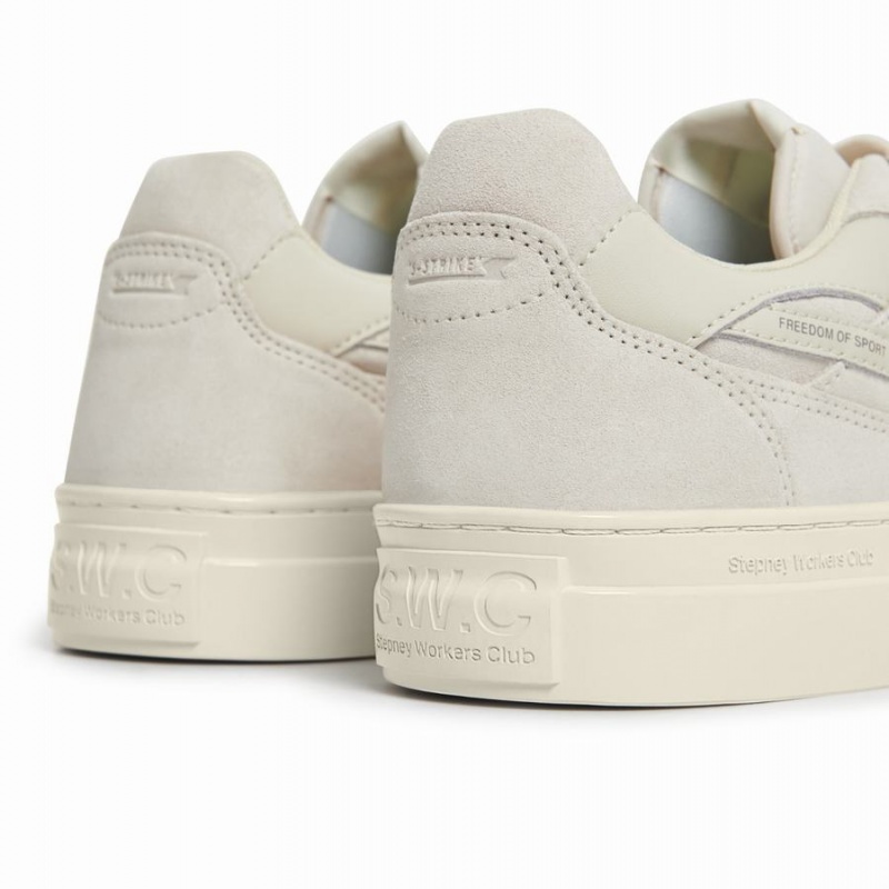 Beige Women's Stepney Workers Club Yoke Pearl S-strike Suede Low Top Sneakers | INB25100HO