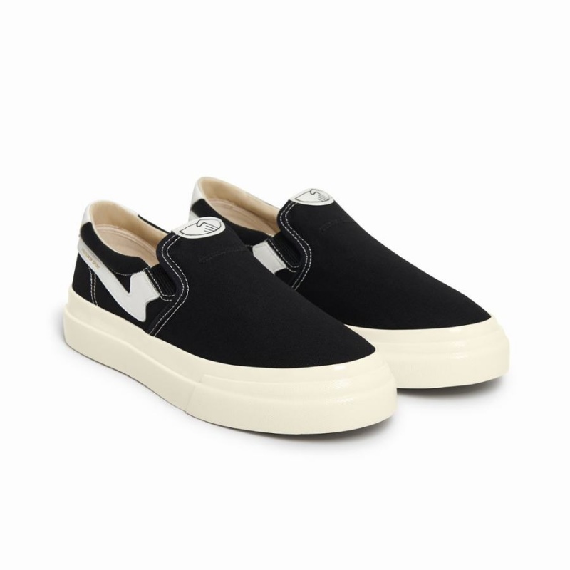 Black White Men's Stepney Workers Club Lister S-strike Canvas Slip On Sneakers | MDU9815GC