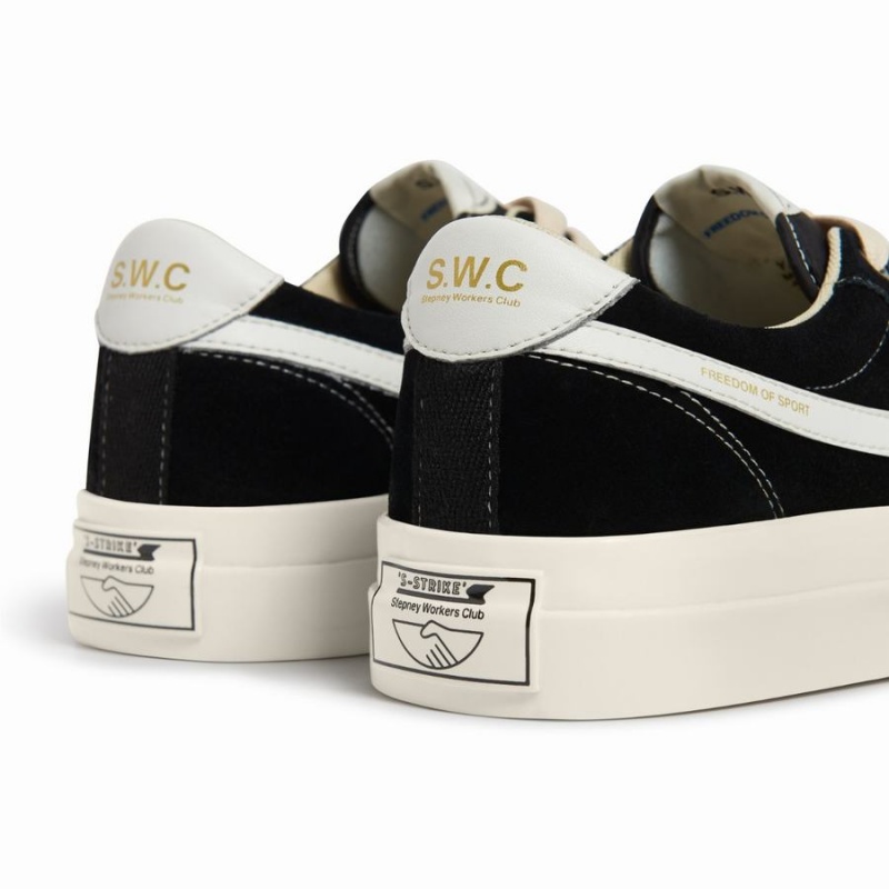 Black White Women's Stepney Workers Club Dellow S-strike Suede Low Top Sneakers | PNJ331KK