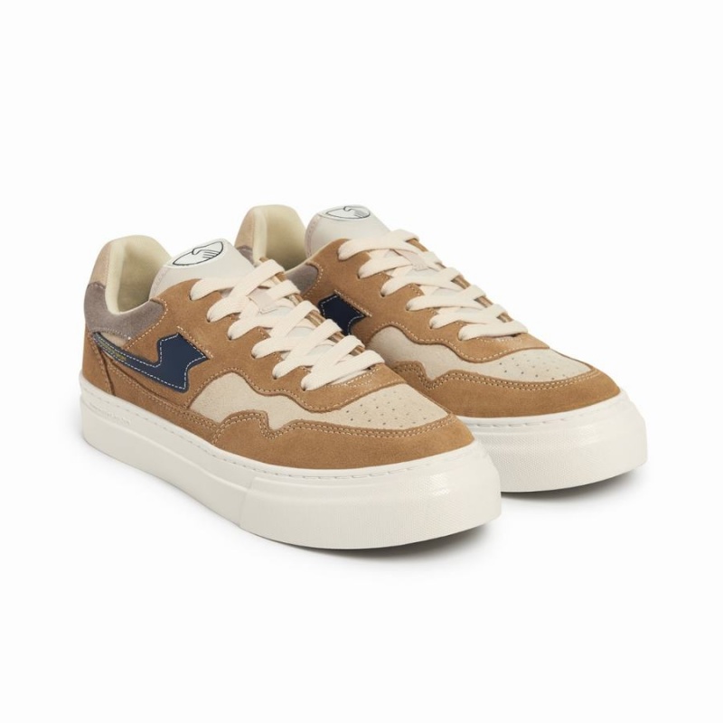 Brown Navy Women's Stepney Workers Club Pearl S-strike Suede Low Top Sneakers | DHC9532TY