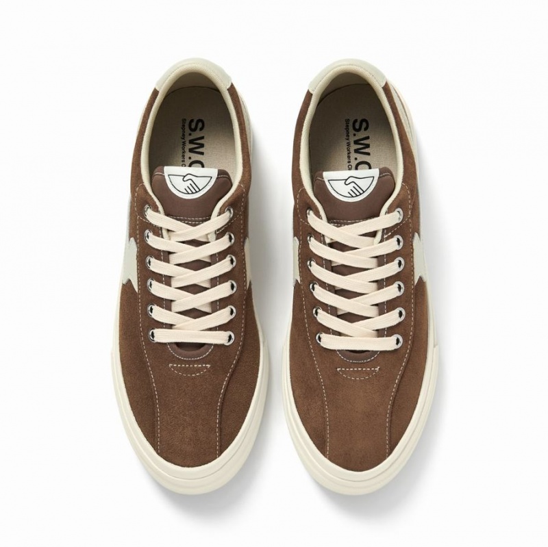 Dark Brown Beige Women's Stepney Workers Club Dellow S-strike Suede Low Top Sneakers | HPS1399ZX