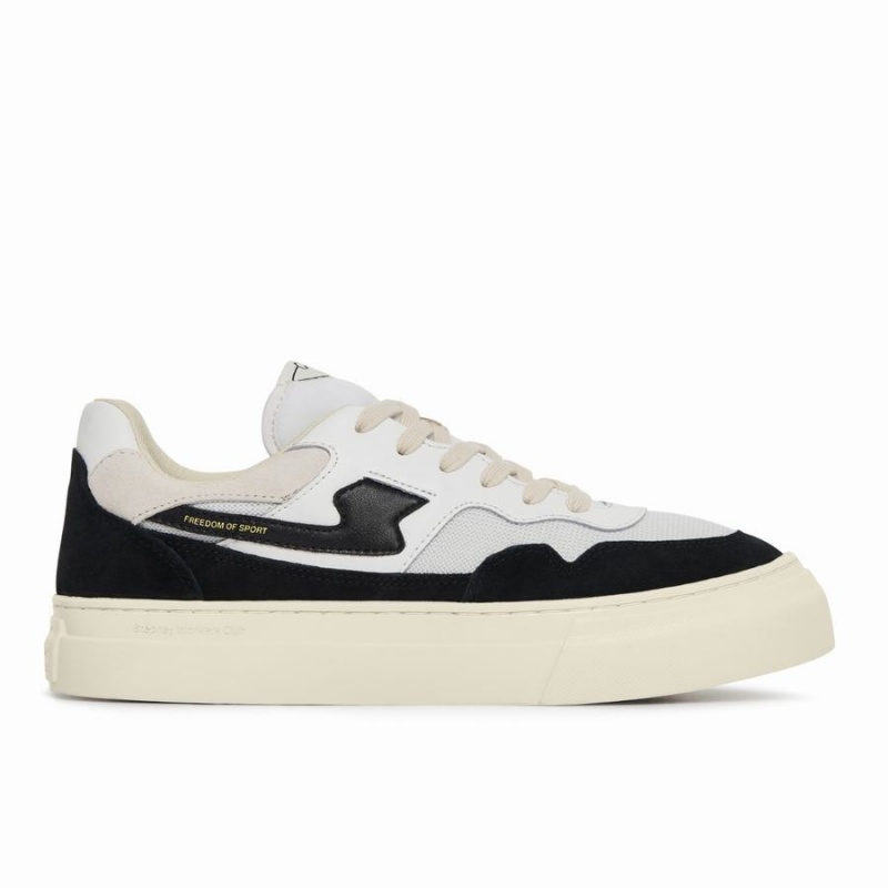 White Black Men\'s Stepney Workers Club Pearl S-strike Suede Mix Low Top Sneakers | RLE6999JN