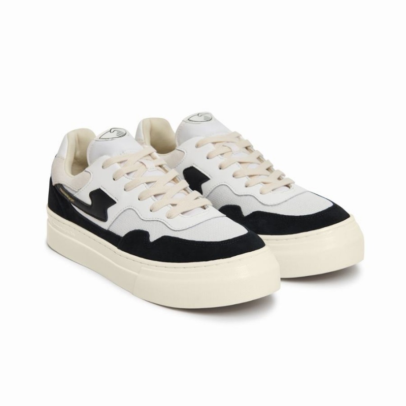 White Black Women's Stepney Workers Club Pearl S-strike Suede Mix Low Top Sneakers | MQS230RT