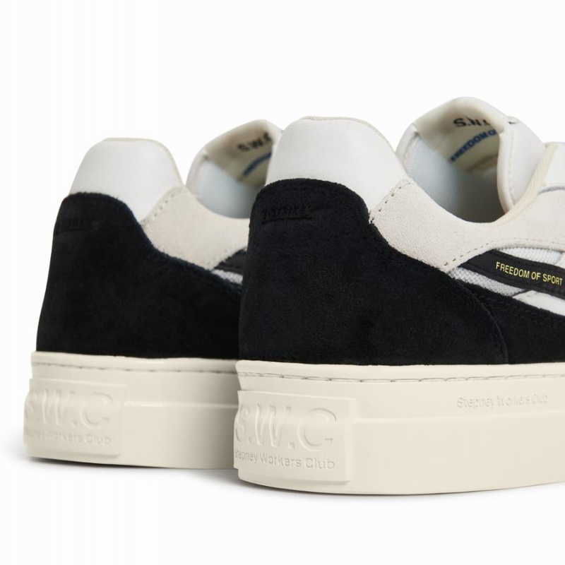 White Black Women's Stepney Workers Club Pearl S-strike Suede Mix Low Top Sneakers | MQS230RT